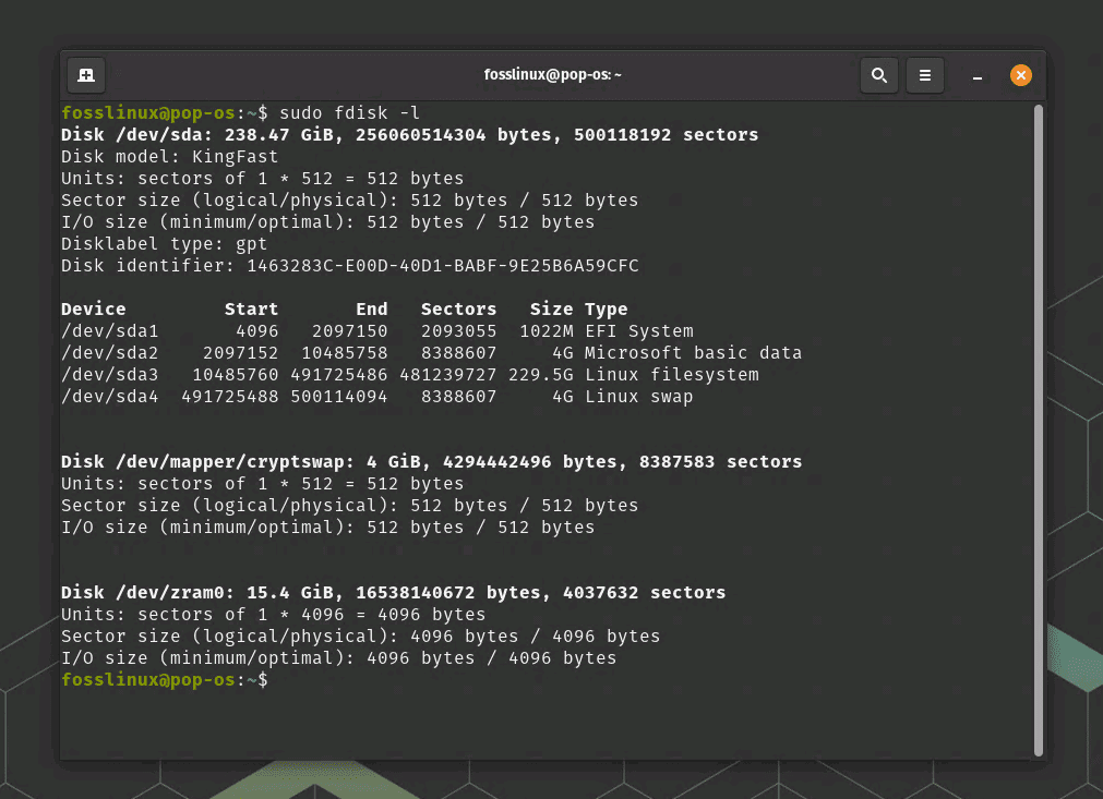 fdisk command usage