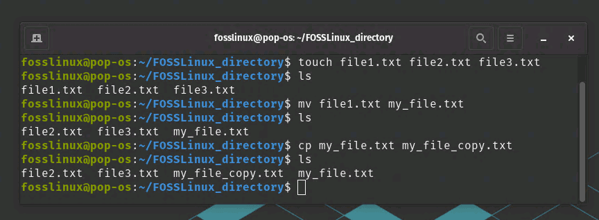 making a copy of a file using cp command