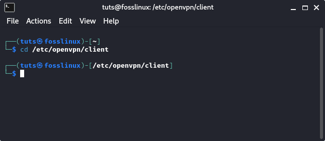 navigate to the openvpn configuration directory