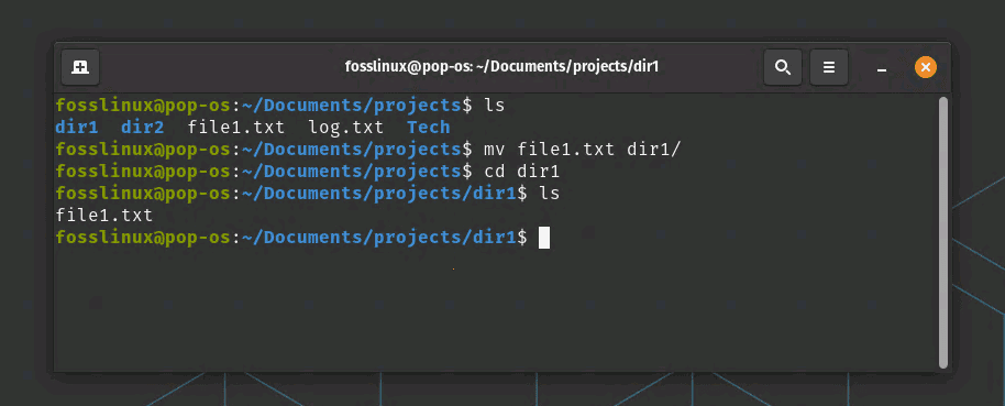 practical example showing mv command usage