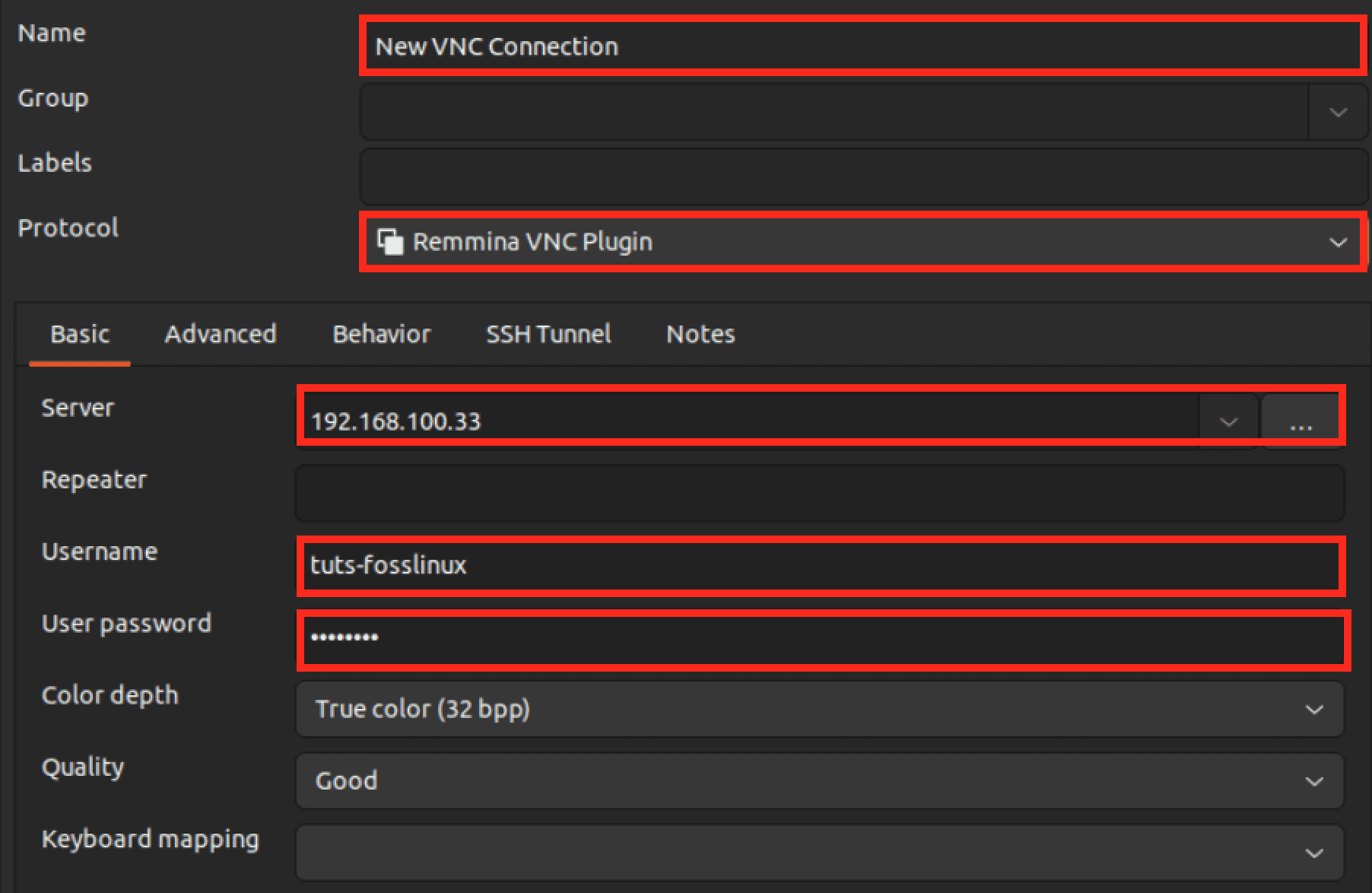 setup vnc connection