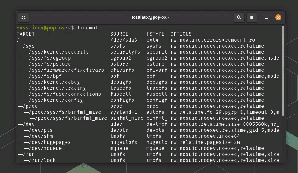 findmnt command usage