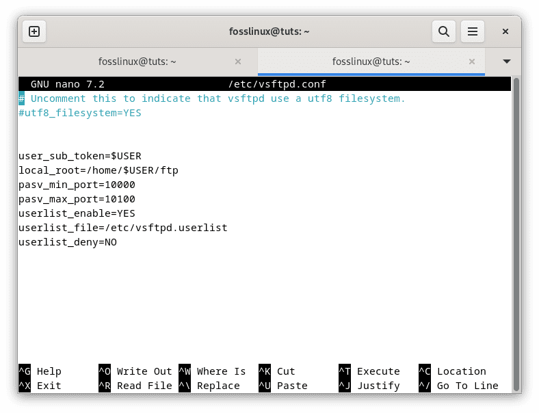 append the following command to vsftpd config file