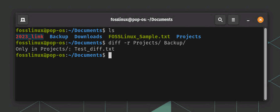 comparing two directories using diff command