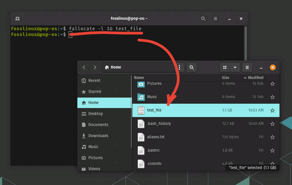 creating a test file of 1gb size