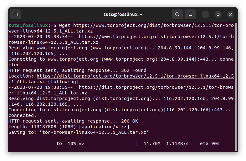 download tor browser from the terminal