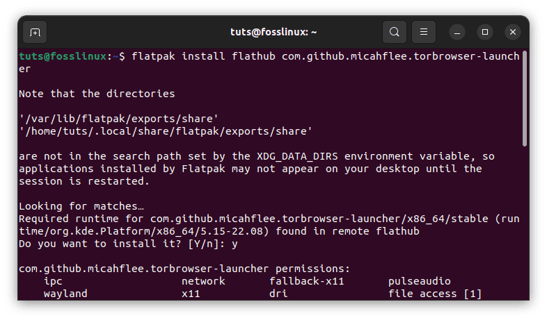 install tor browser via flatpak