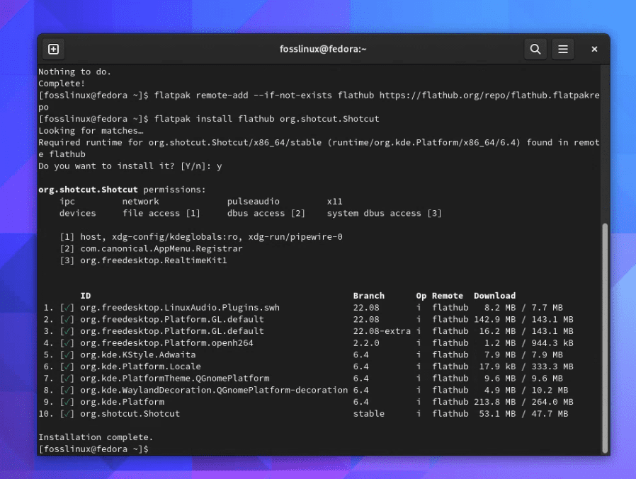 installing shotcut on fedora linux 38