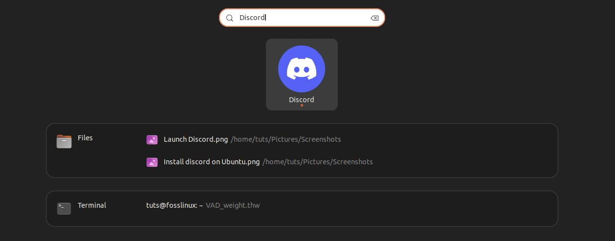 launch discord from activities menu