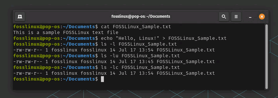 modifying the text file and observing various timestamps