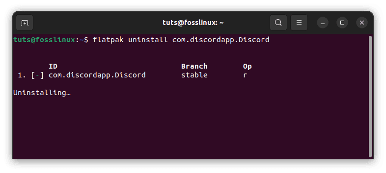 remove discord using flatpak command
