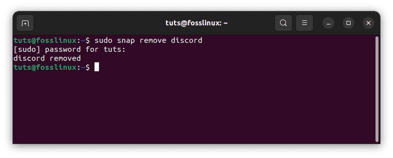 remove discord using snap