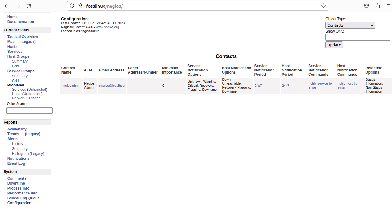 set contact configuration