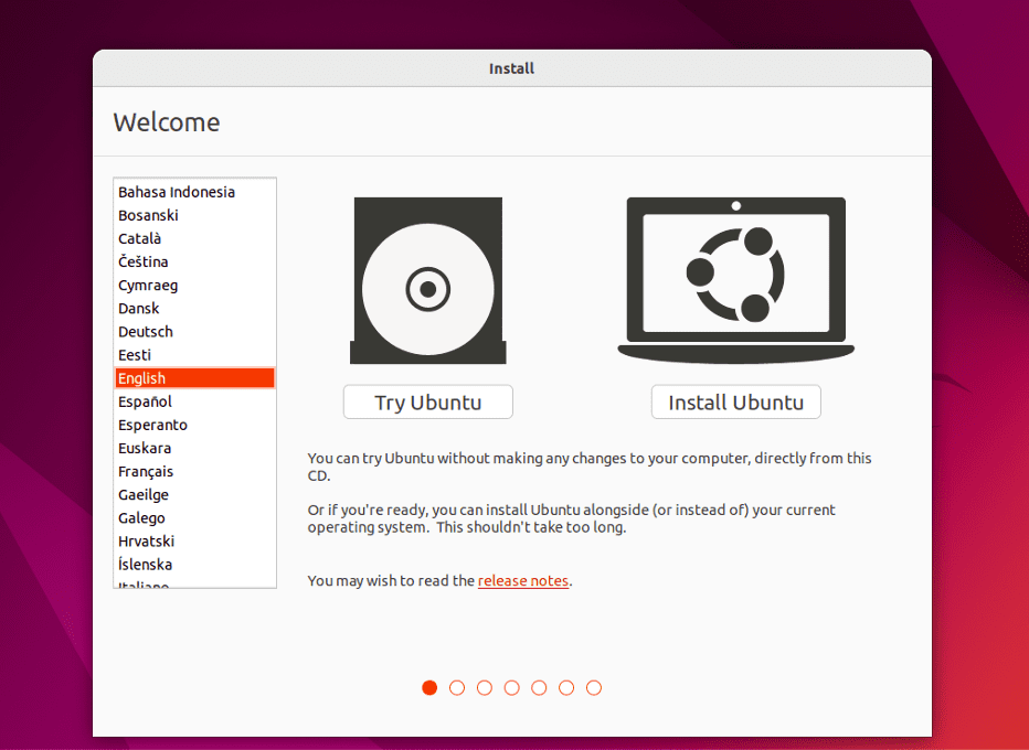 ubuntu welcome screen