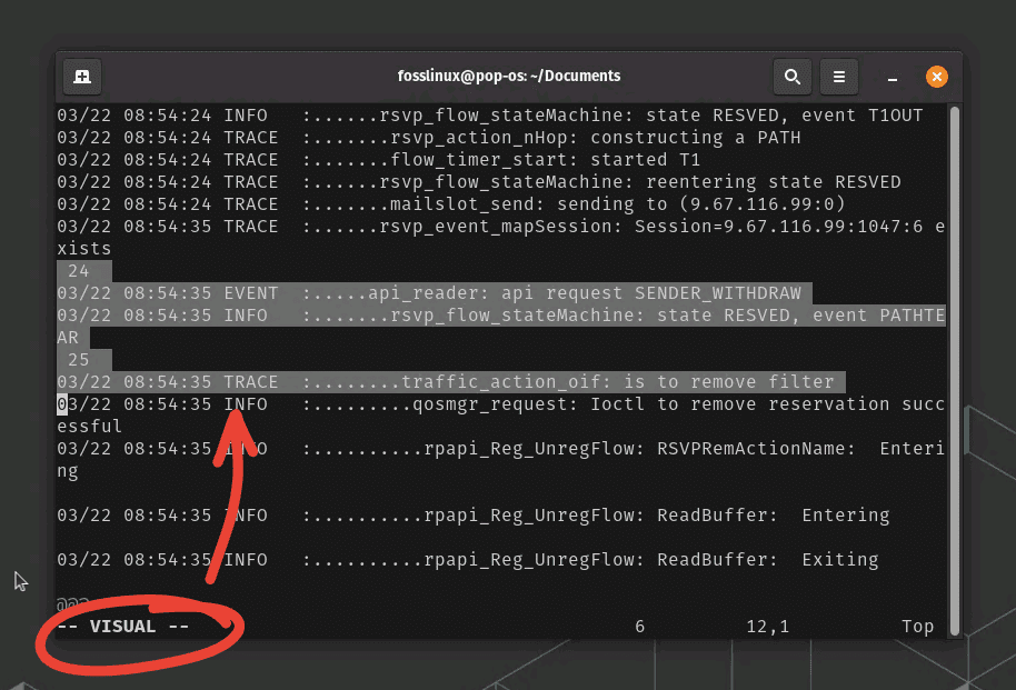 using visual mode in vim