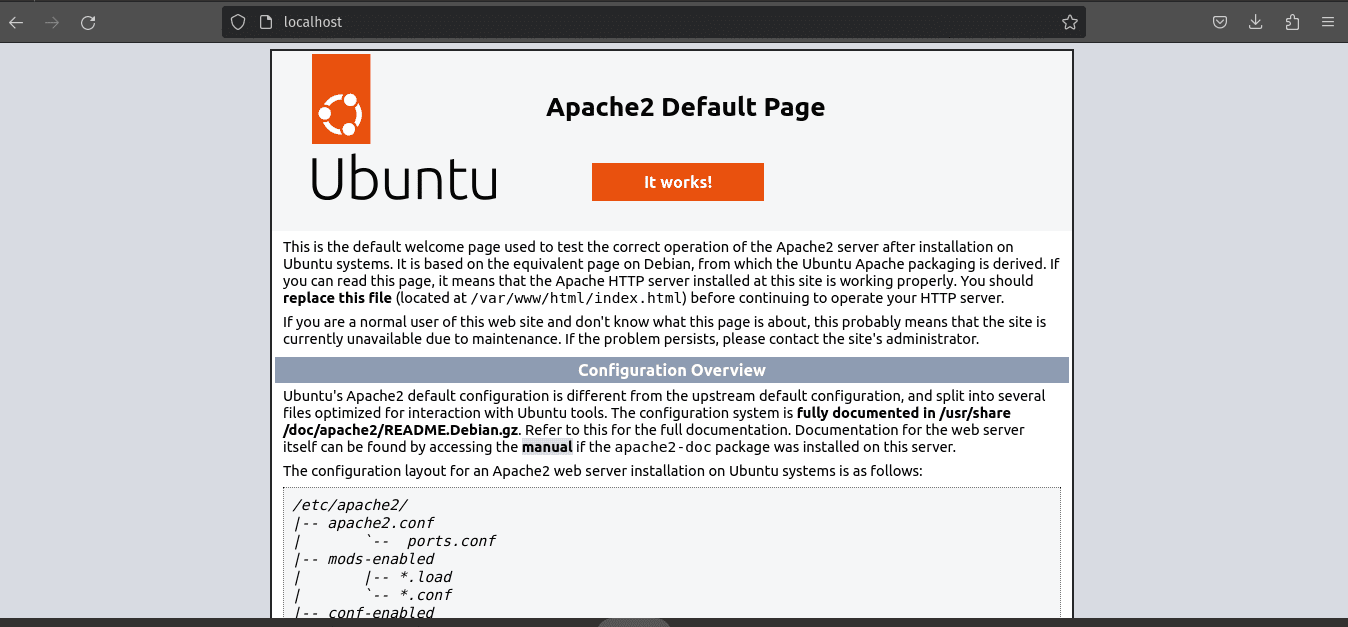 apache2 default landing page