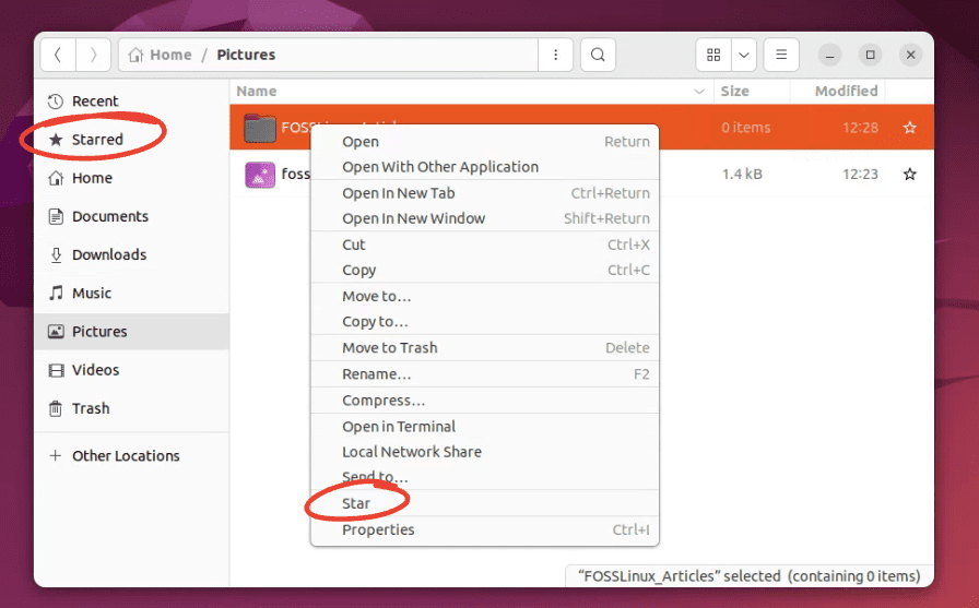 bookmarking a folder in ubuntu 22.04 file manager