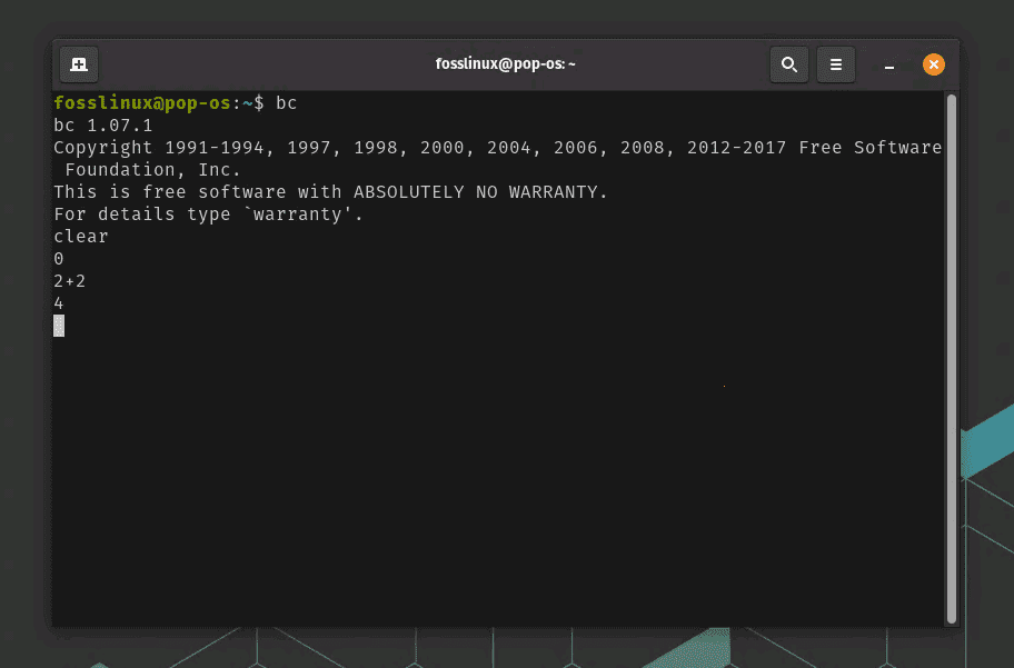 calculator in linux terminal