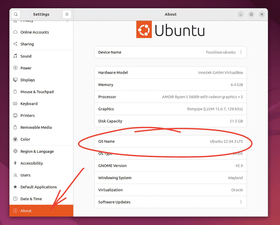 checking ubuntu version in settings