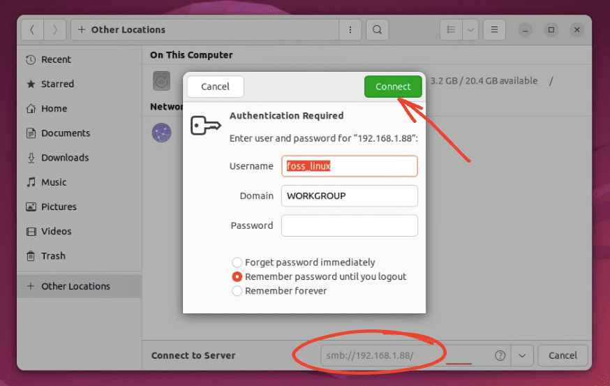 connecting to a local network in ubuntu 22.04