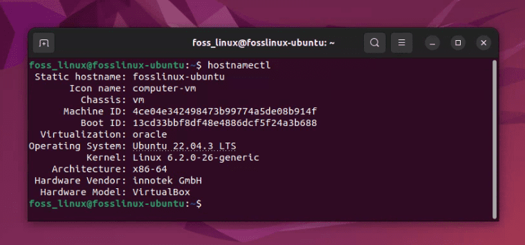 displaying ubuntu version using hostnamectl command