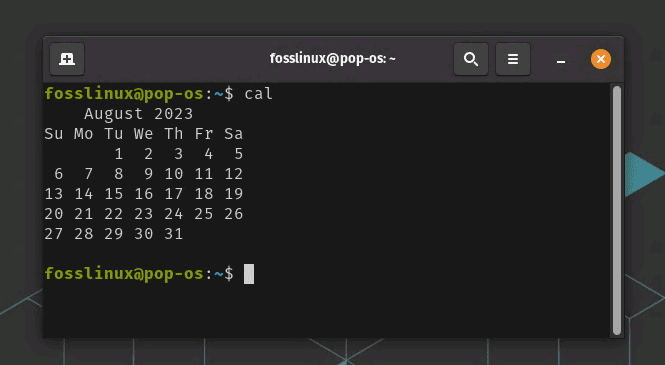 drawing a calendar in linux terminal