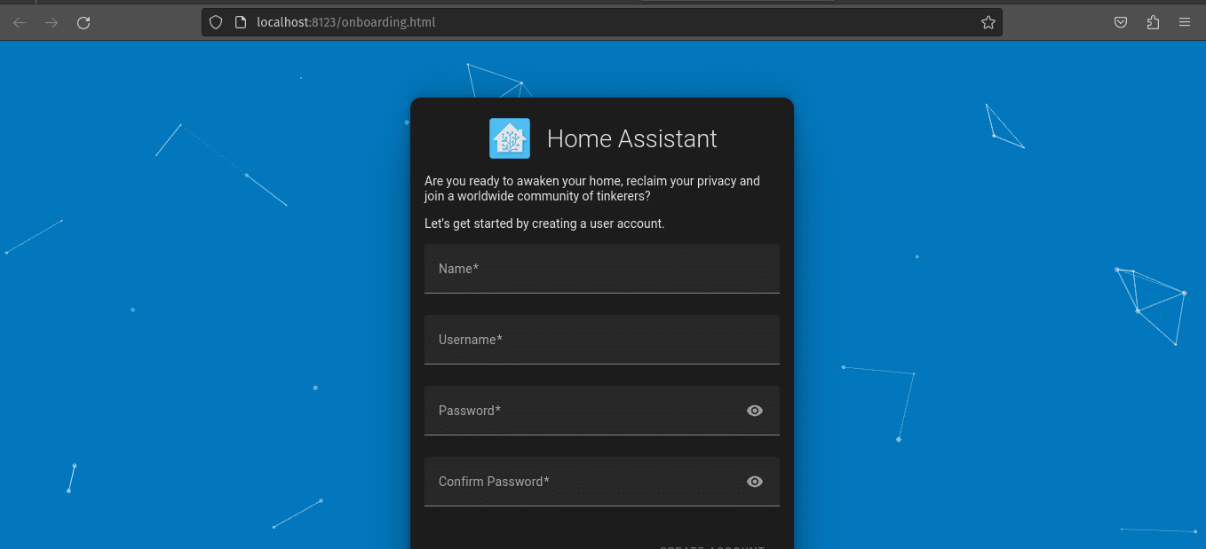 home assistant is now up and running