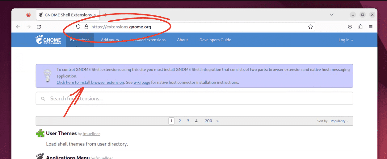 installing gnome browser extension on ubuntu