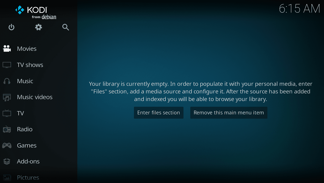 kodi home screen