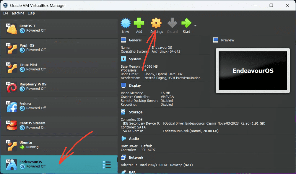 launching virtual machine settings