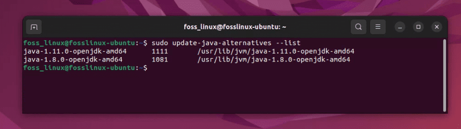 listing installed java versions on ubuntu