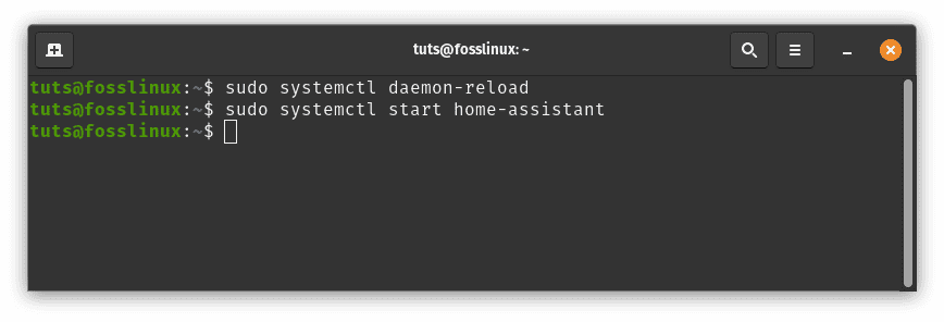 reload and start home assistant