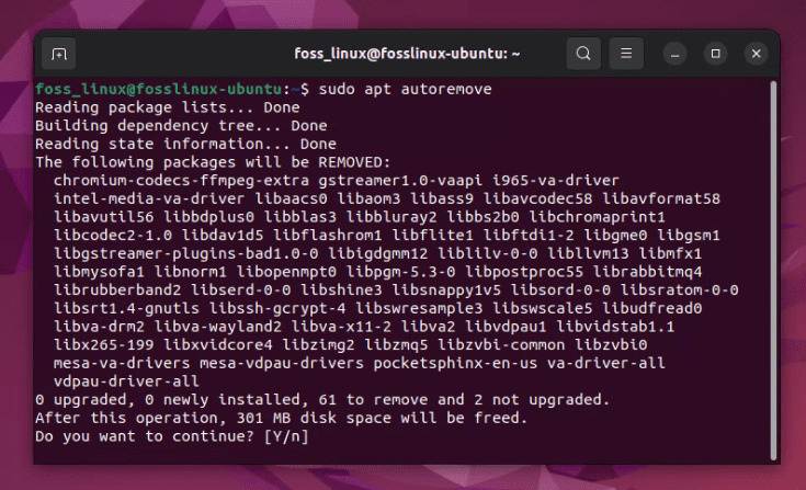 removing unnecessary packages on ubuntu terminal