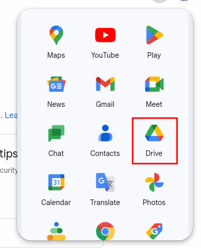 select google drive application