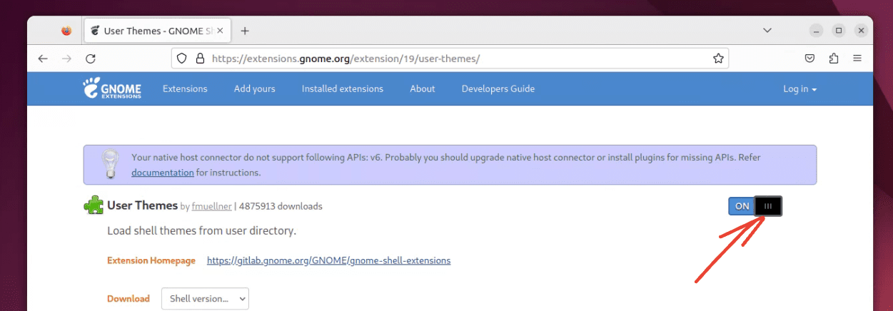 turning on a gnome extension on ubuntu