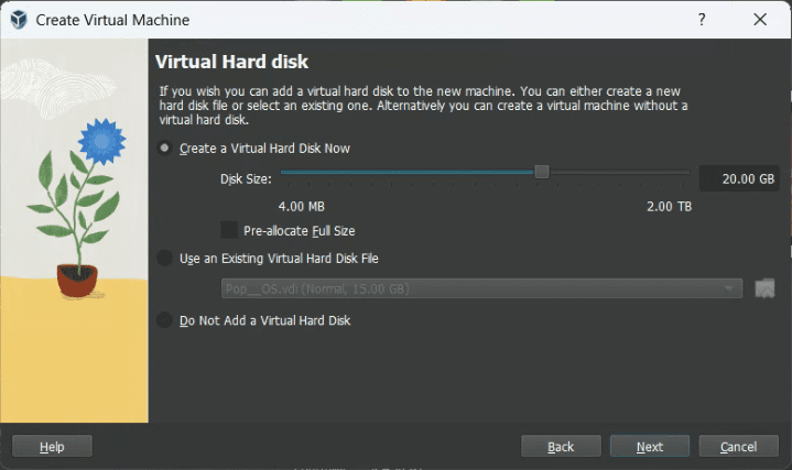 virtualbox settings hard disk size