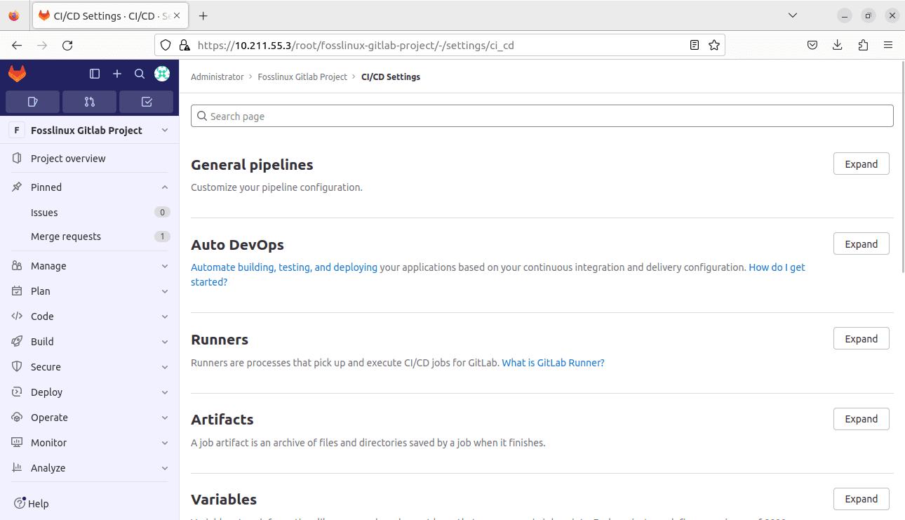 ci cd pipeline interface