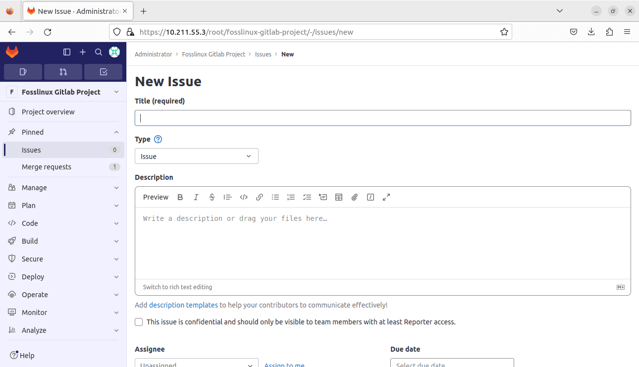 create new issue