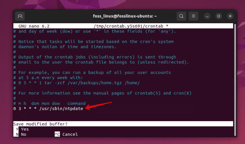 creating a cron job to sync time automatically