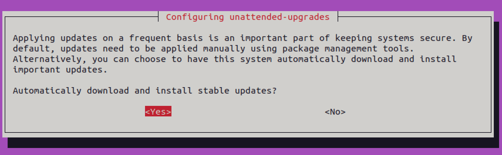 enable unattended upgrades