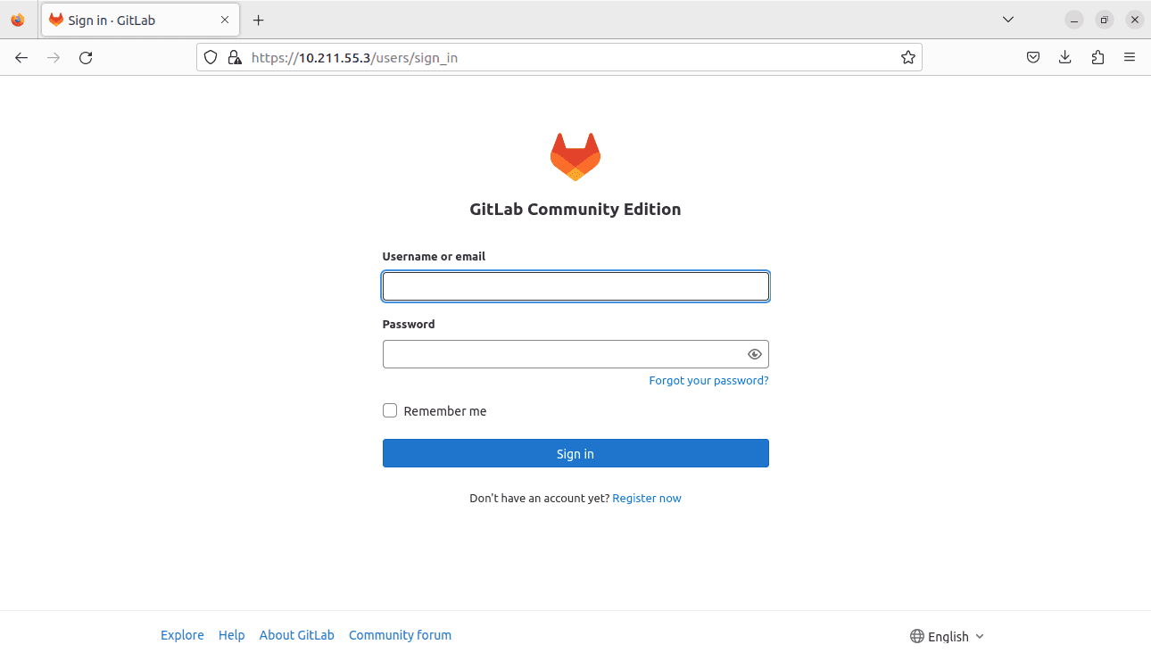 input ip address to login to gitlab