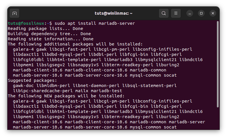 install mariadb server