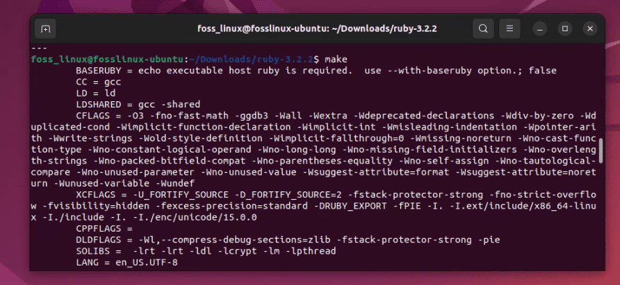 installing ruby using make command