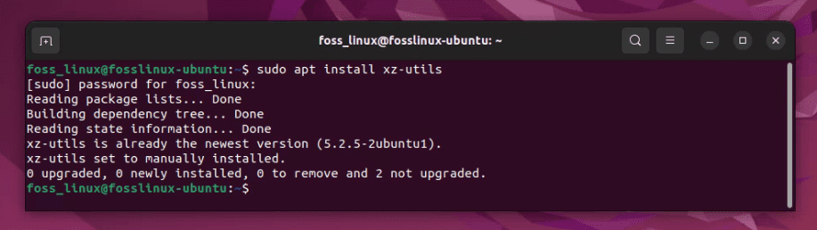installing xz utilities on ubuntu