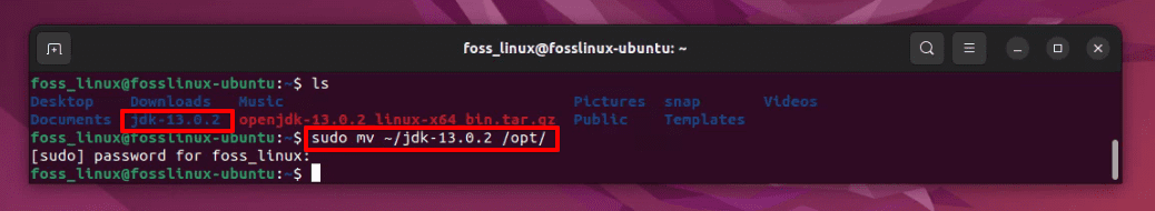 moving extracted openjdk folder to opt