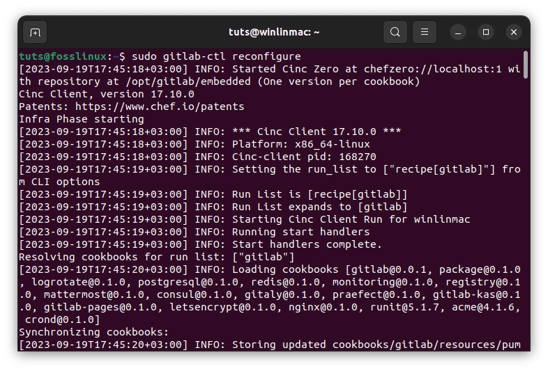 reconfigure gitlab