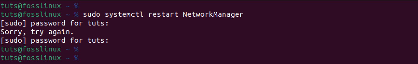 restart network manager