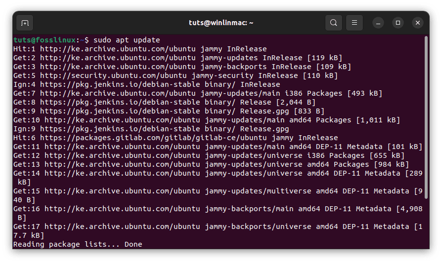 run the update command