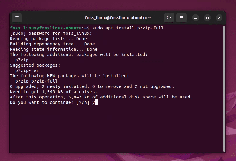 installing 7 zip on ubuntu