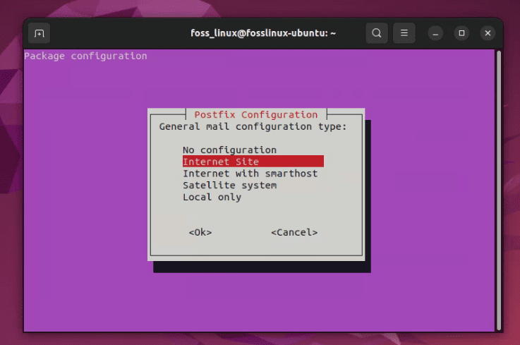 postfix configuration on ubuntu